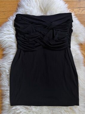 vintage y2k escada black strapless mini bodycon dress 38 / medium